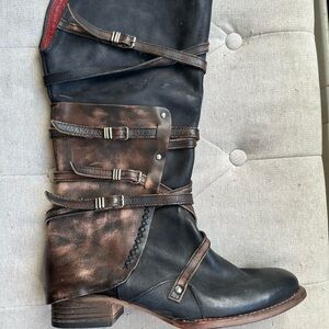 Freebird by Steven Black and Brown Strappy Heeled Boots